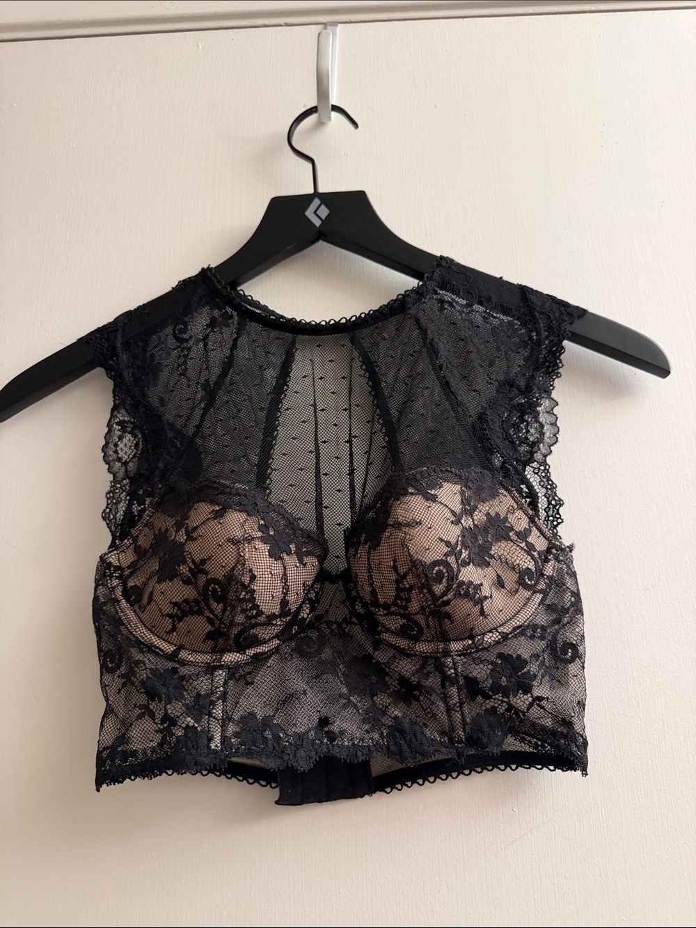 Victoria's Secret Black Lace Longline High-Neck Bralette